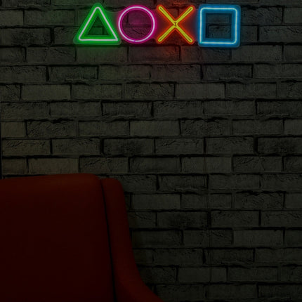 Műanyag LED-es fali dekoráció, Play Station - Multicolor-VASBÚTOR