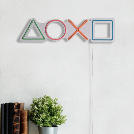 Műanyag LED-es fali dekoráció, Play Station - Multicolor-VASBÚTOR