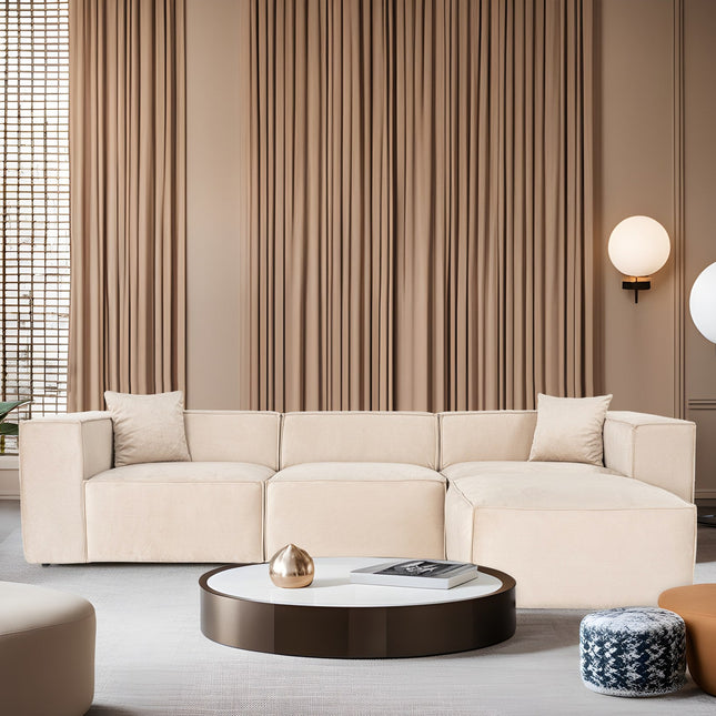 Sarokkanapé Lora (L1-O1-1R-POUFFE ) - Krém-VASBÚTOR