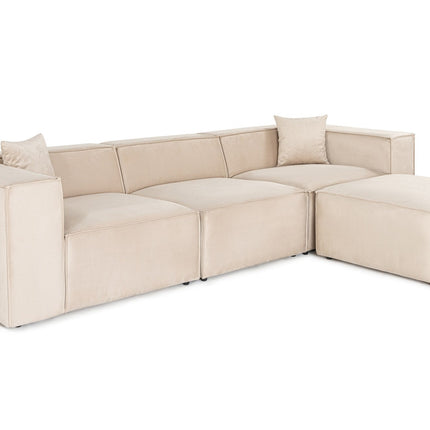 Sarokkanapé Lora (L1-O1-1R-POUFFE ) - Krém-VASBÚTOR