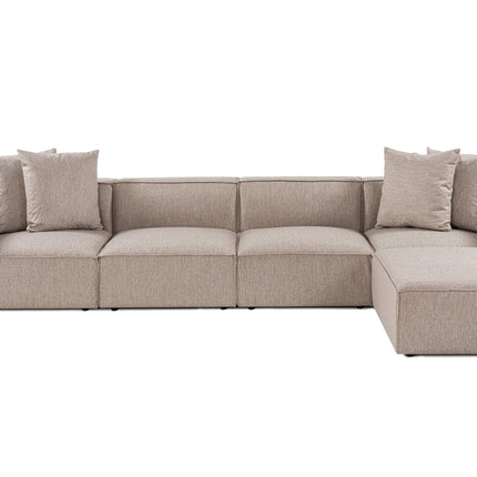 Sarokkanapé Sora (L1-O1-O1-1R-POUFFE ) - Homok Bézs-VASBÚTOR