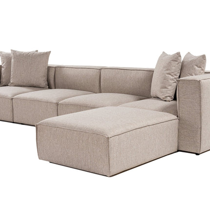 Sarokkanapé Sora (L1-O1-O1-1R-POUFFE ) - Homok Bézs-VASBÚTOR