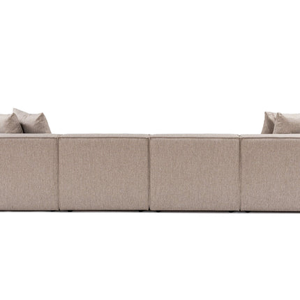 Sarokkanapé Sora (L1-O1-O1-1R-POUFFE ) - Homok Bézs-VASBÚTOR
