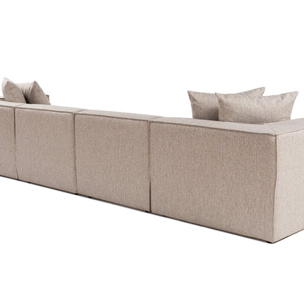 Sarokkanapé Sora (L1-O1-O1-1R-POUFFE ) - Homok Bézs-VASBÚTOR