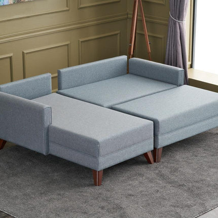 Sarokkanapéágy Bella Soft Mini Köşe Balos - Kék-VASBÚTOR