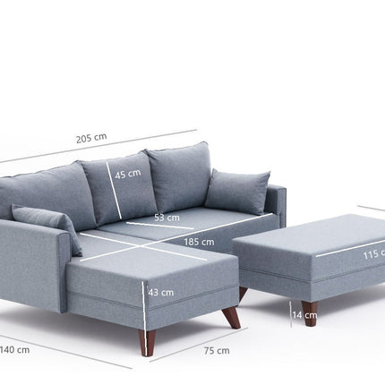 Sarokkanapéágy Bella Soft Mini Köşe Balos - Kék-VASBÚTOR
