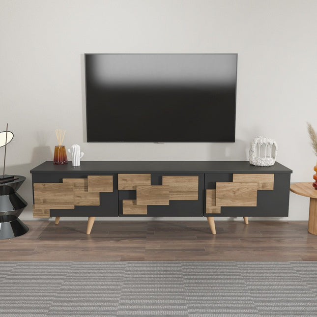 TV szekrény 3 D - Anthracite, Walnut-VASBÚTOR