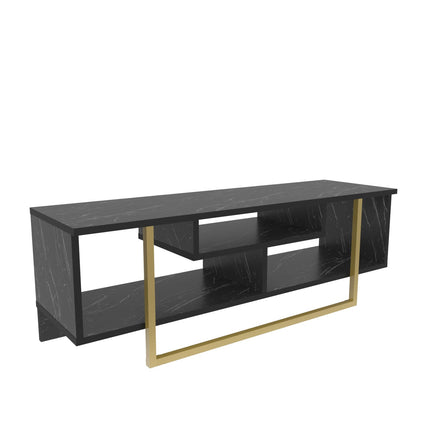 TV szekrény Asal 120 - Black, Gold-VASBÚTOR