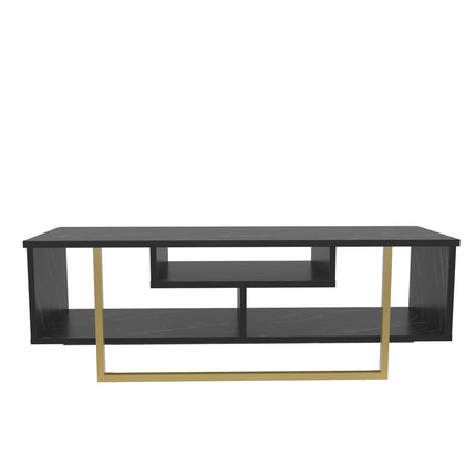 TV szekrény Asal 120 - Black, Gold-VASBÚTOR