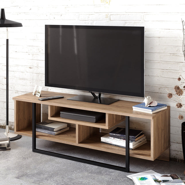 TV szekrény Asal (120) - Walnut, Black-VASBÚTOR
