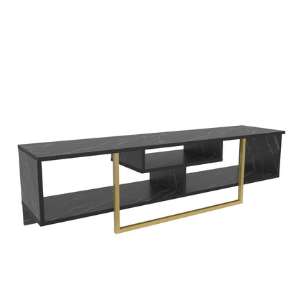 TV szekrény Asal 150 - Black, Gold-VASBÚTOR