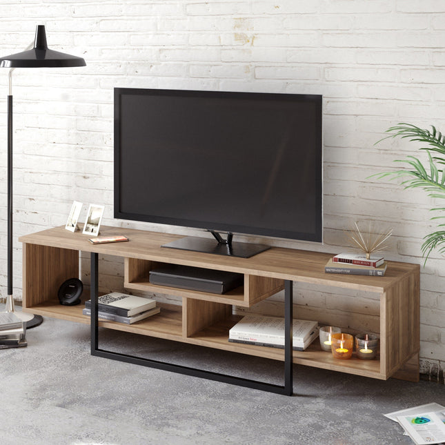 TV szekrény Asal (150) - Walnut, Black-VASBÚTOR