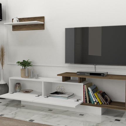TV szekrény Asos - Fehér, Diós-VASBÚTOR
