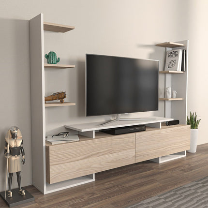 TV szekrény Ava - White, Oak-VASBÚTOR