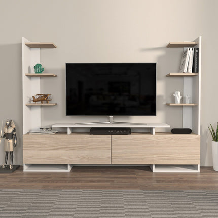 TV szekrény Ava - White, Oak-VASBÚTOR