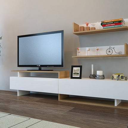 TV szekrény Ayaz - White, Teak-VASBÚTOR