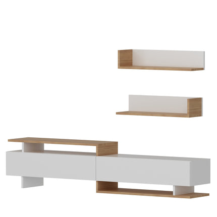 TV szekrény Ayaz - White, Teak-VASBÚTOR