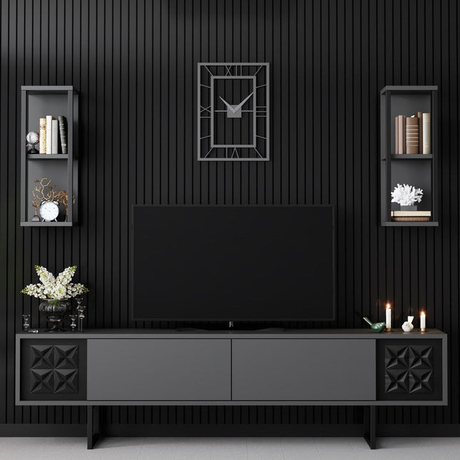 TV szekrény Black Line - Anthracite, Black-VASBÚTOR