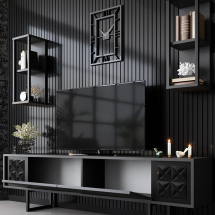 TV szekrény Black Line - Anthracite, Black-VASBÚTOR