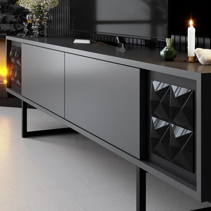 TV szekrény Black Line - Anthracite, Black-VASBÚTOR