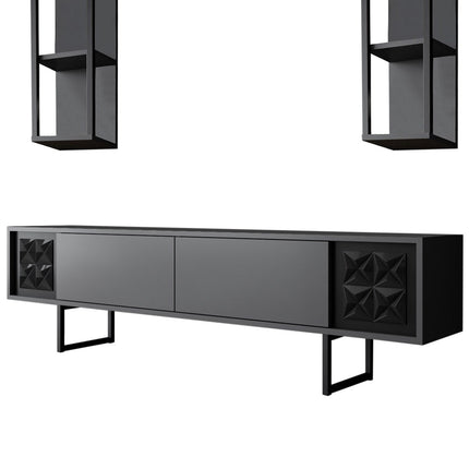 TV szekrény Black Line - Anthracite, Black-VASBÚTOR
