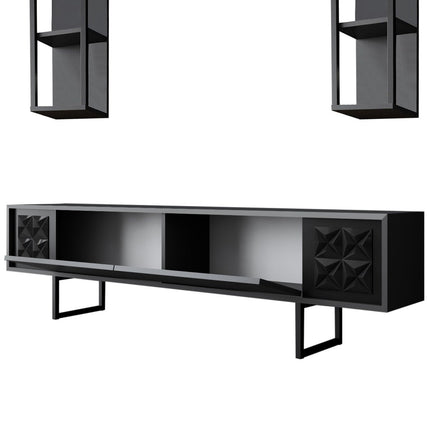 TV szekrény Black Line - Anthracite, Black-VASBÚTOR