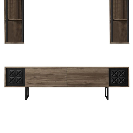 TV szekrény Black Line - Walnut, Black-VASBÚTOR