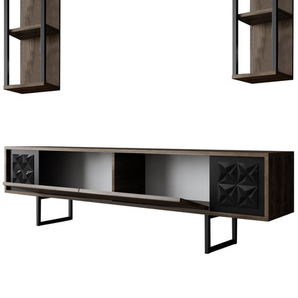 TV szekrény Black Line - Walnut, Black-VASBÚTOR