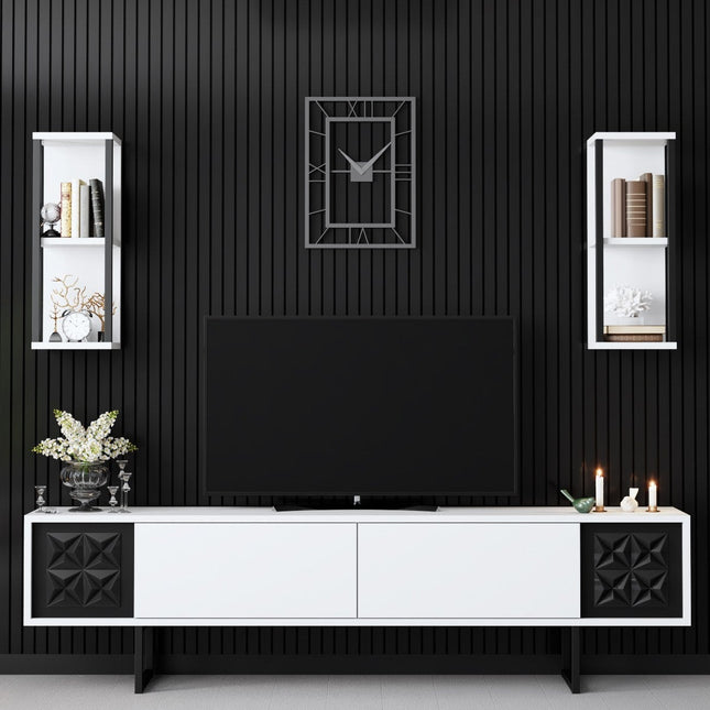 TV szekrény Black Line - White, Black-VASBÚTOR