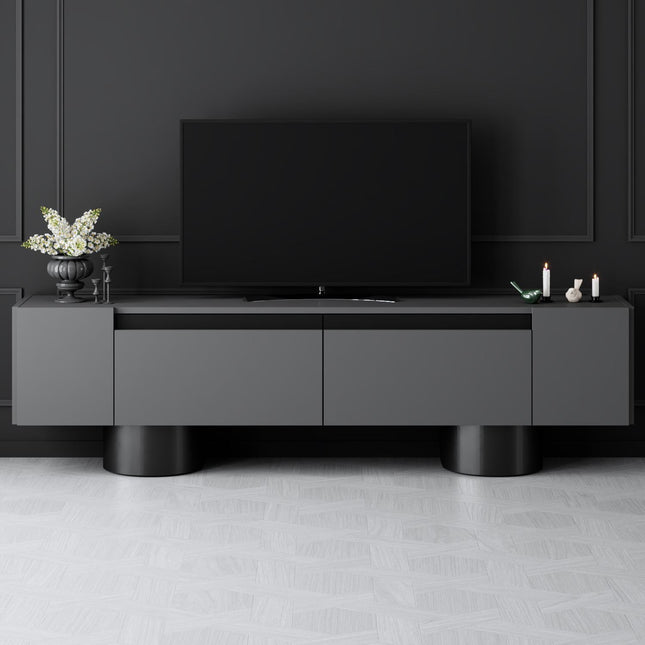 TV szekrény Bohem - Anthracite, Black-VASBÚTOR