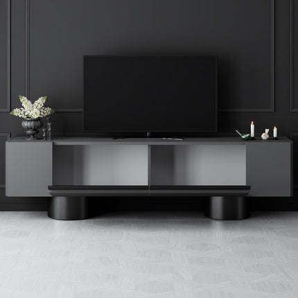 TV szekrény Bohem - Anthracite, Black-VASBÚTOR