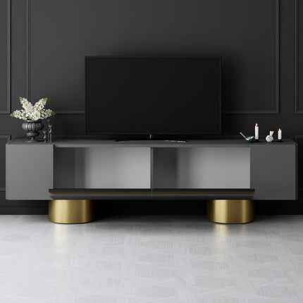 TV szekrény Bohem - Anthracite, Gold-VASBÚTOR