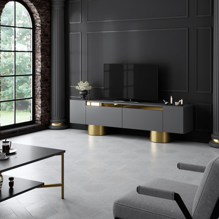 TV szekrény Bohem - Anthracite, Gold-VASBÚTOR