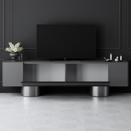 TV szekrény Bohem - Anthracite, Silver-VASBÚTOR