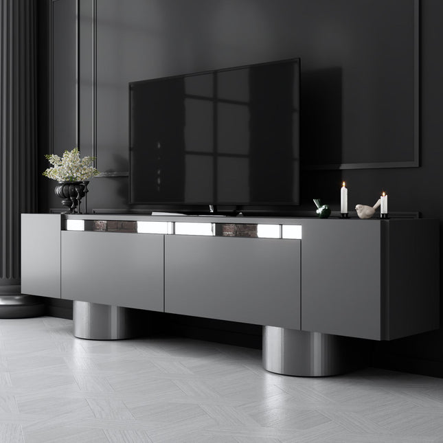 TV szekrény Bohem - Anthracite, Silver-VASBÚTOR