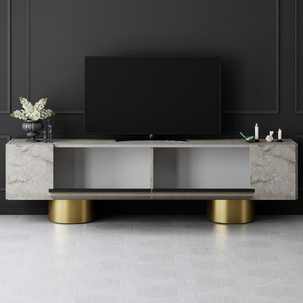 TV szekrény Bohem - Travertine, Gold-VASBÚTOR