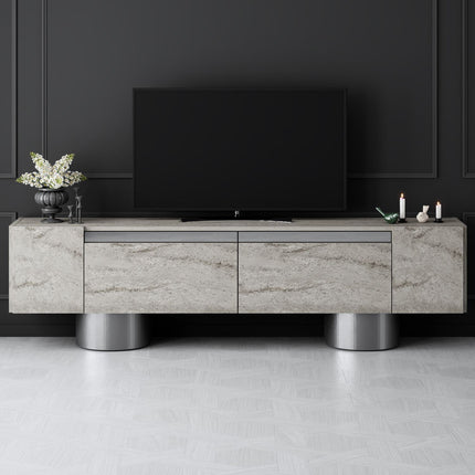 TV szekrény Bohem - Travertine, Silver-VASBÚTOR