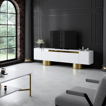 TV szekrény Bohem - White, Gold-VASBÚTOR
