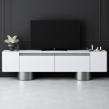 TV szekrény Bohem - White, Silver-VASBÚTOR
