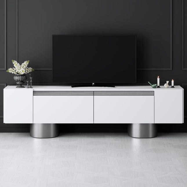 TV szekrény Bohem - White, Silver-VASBÚTOR