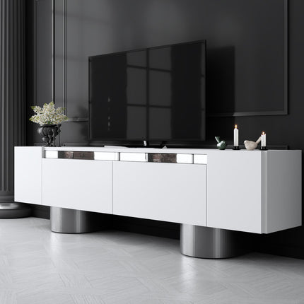 TV szekrény Bohem - White, Silver-VASBÚTOR