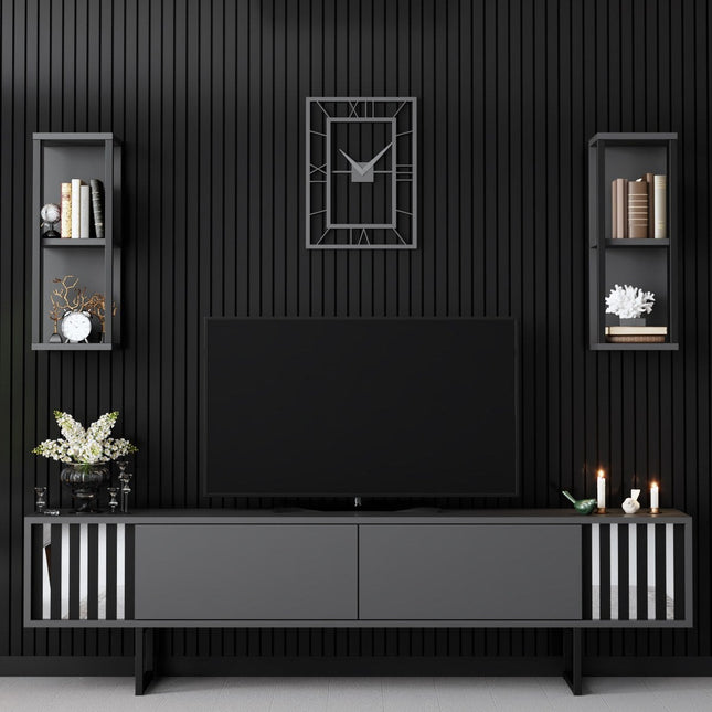 TV szekrény Chrome Line - Anthracite, Black-VASBÚTOR