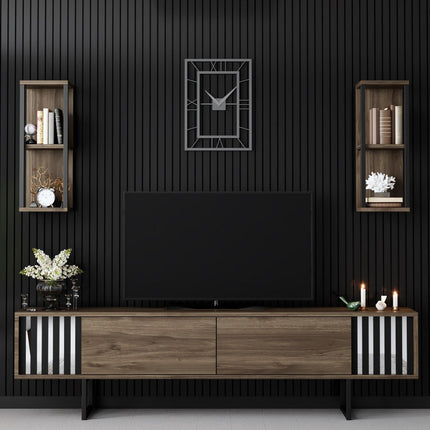 TV szekrény Chrome Line - Walnut, Black-VASBÚTOR