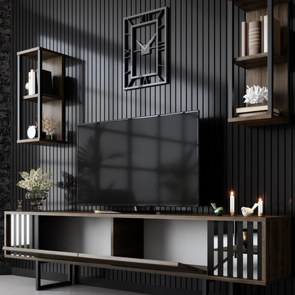TV szekrény Chrome Line - Walnut, Black-VASBÚTOR