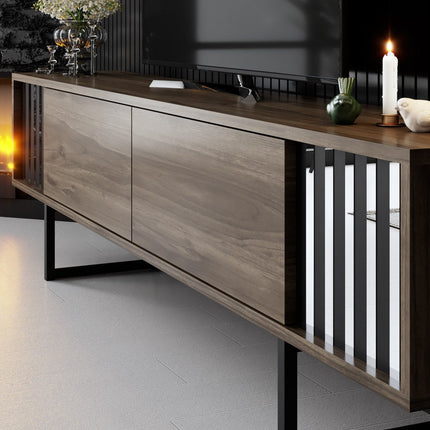 TV szekrény Chrome Line - Walnut, Black-VASBÚTOR