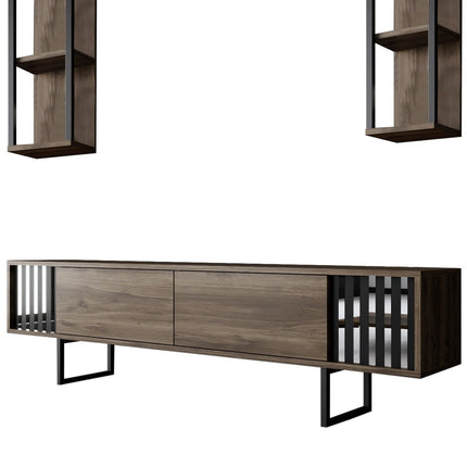 TV szekrény Chrome Line - Walnut, Black-VASBÚTOR