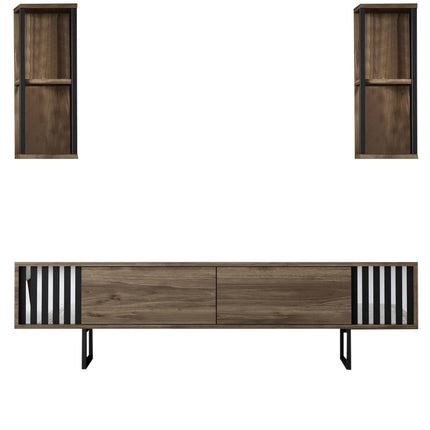 TV szekrény Chrome Line - Walnut, Black-VASBÚTOR