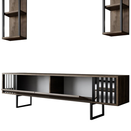 TV szekrény Chrome Line - Walnut, Black-VASBÚTOR