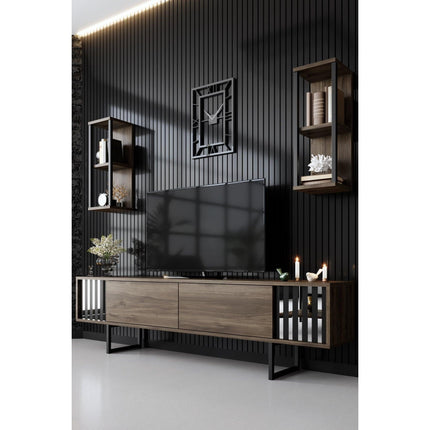 TV szekrény Chrome Line - Walnut, Black-VASBÚTOR