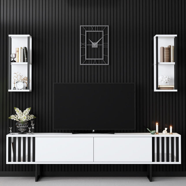 TV szekrény Chrome Line - White, Black-VASBÚTOR